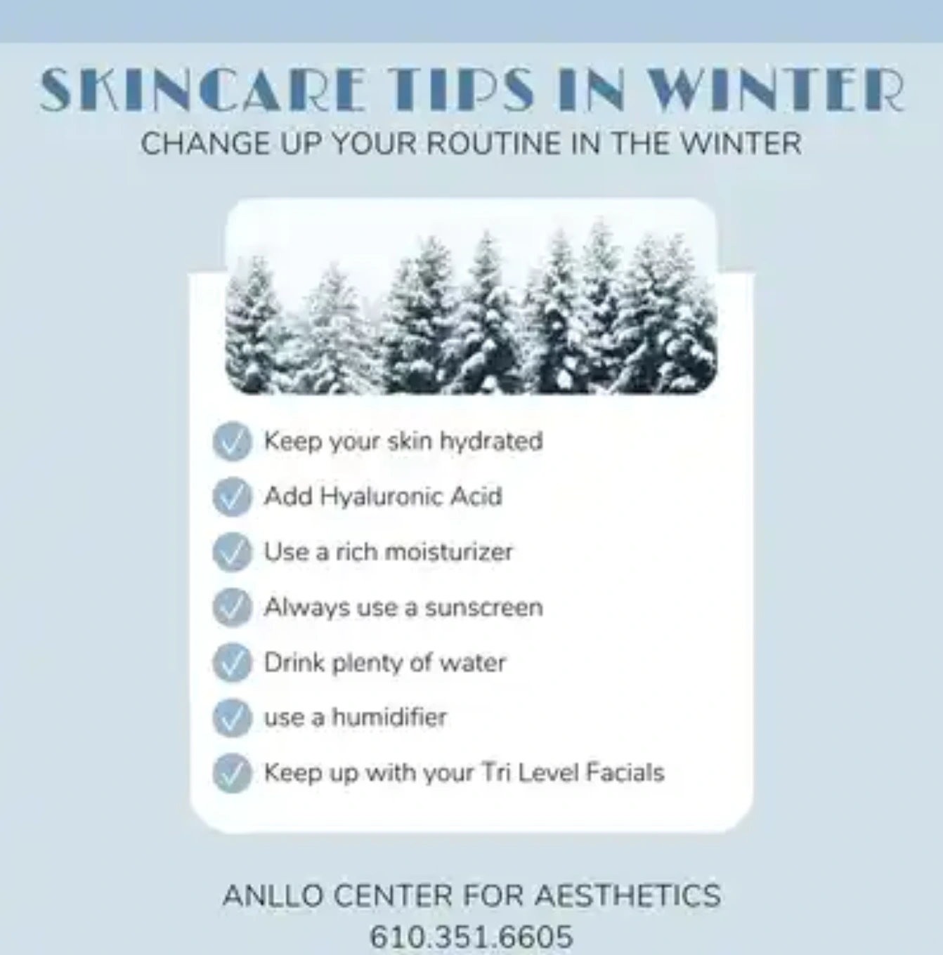 A poster with the words skincare tips in winter.