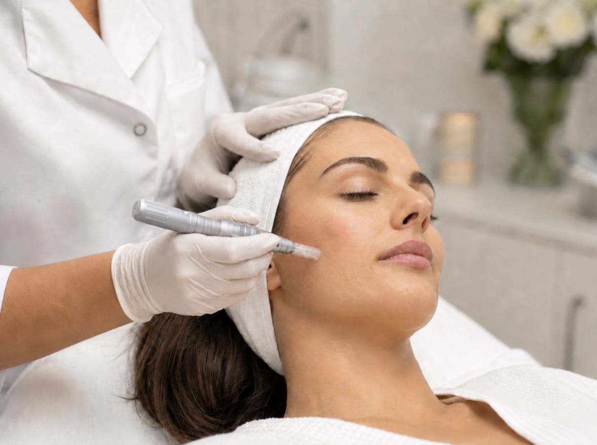 Microneedling treatment with the Eclipse MicroPen on a relaxed client