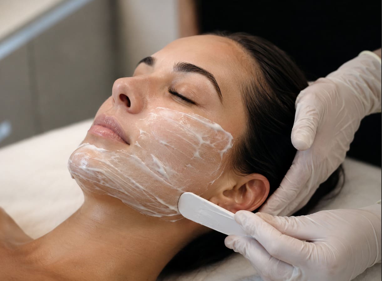 Client being prepped for a Morpheus8 treatment with numbing cream