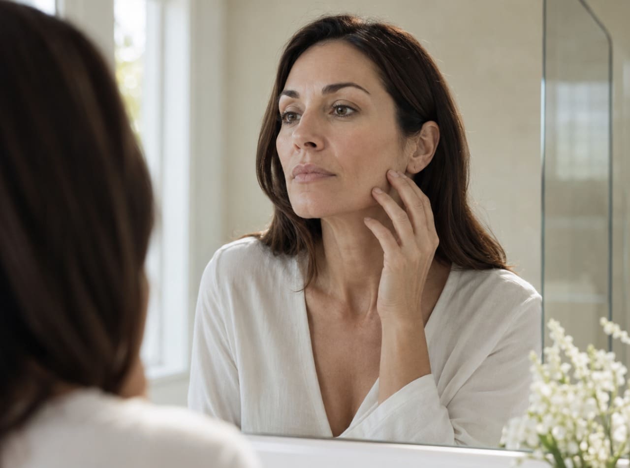 Close-up of Sculptra restoring facial volume in the cheek