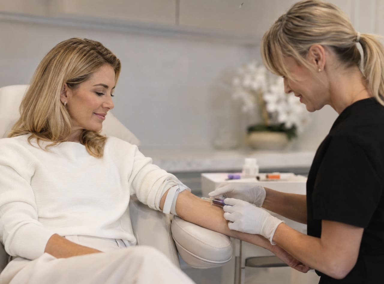 Blood being processed in a centrifuge to create E-Z Gel